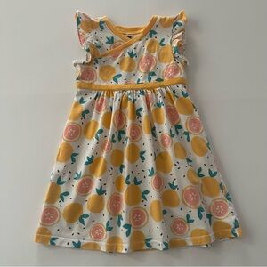 Tea Collection Girls 5 Yellow Pink Fruit Citrus Dress Spring Summer